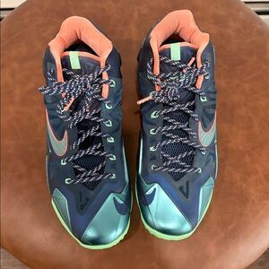 Nike LeBron 11 Navy and Teal Sneakers